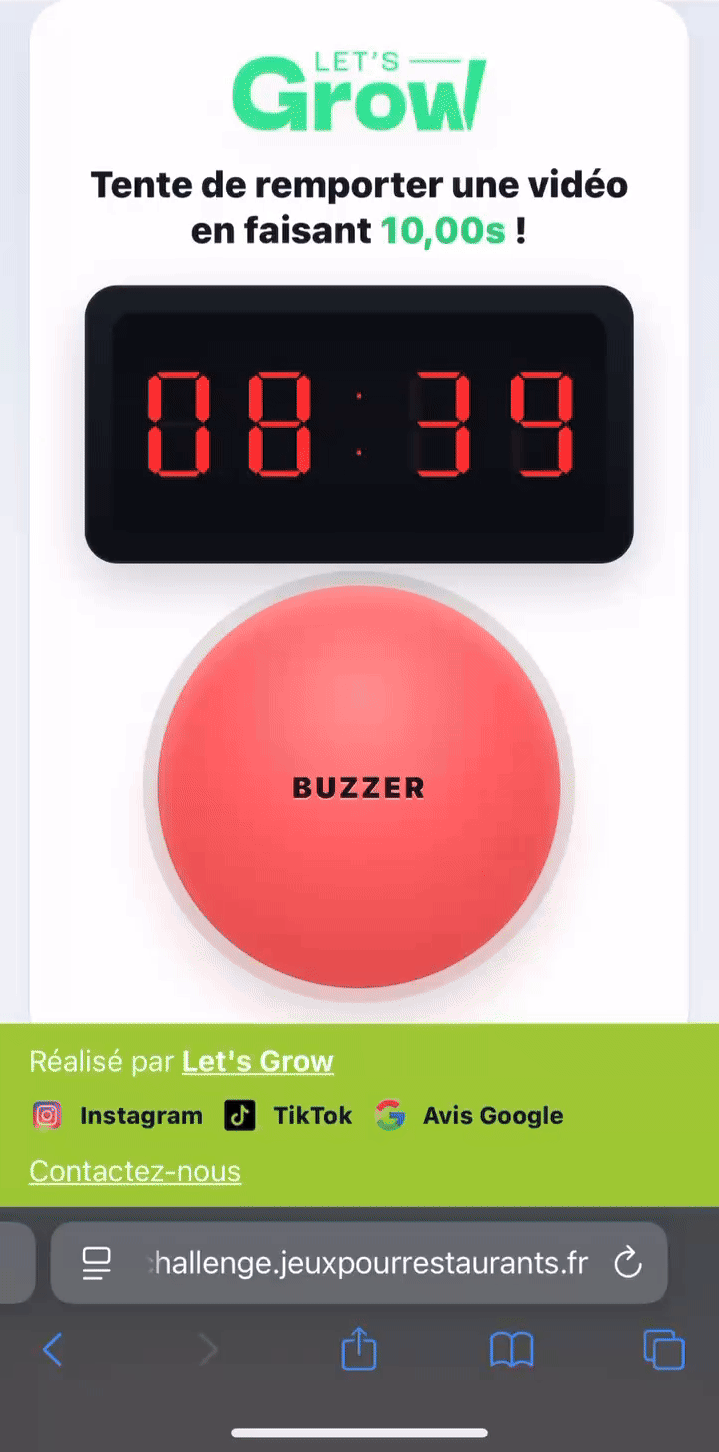Mockup du jeu 10 Secondes Challenge
